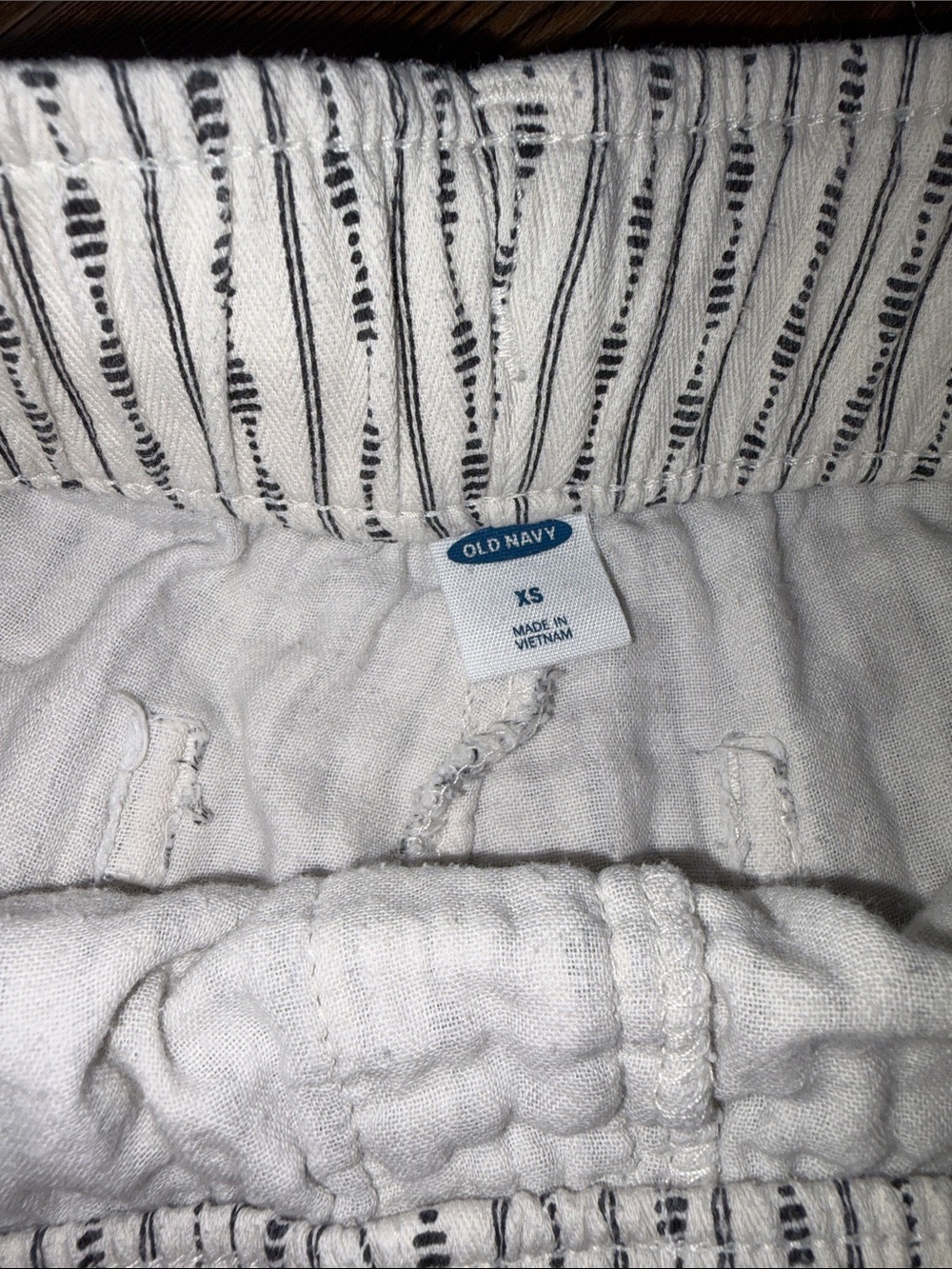 Old Navy Cream Shorts with Black Pinstripes - Picture 2 of 3